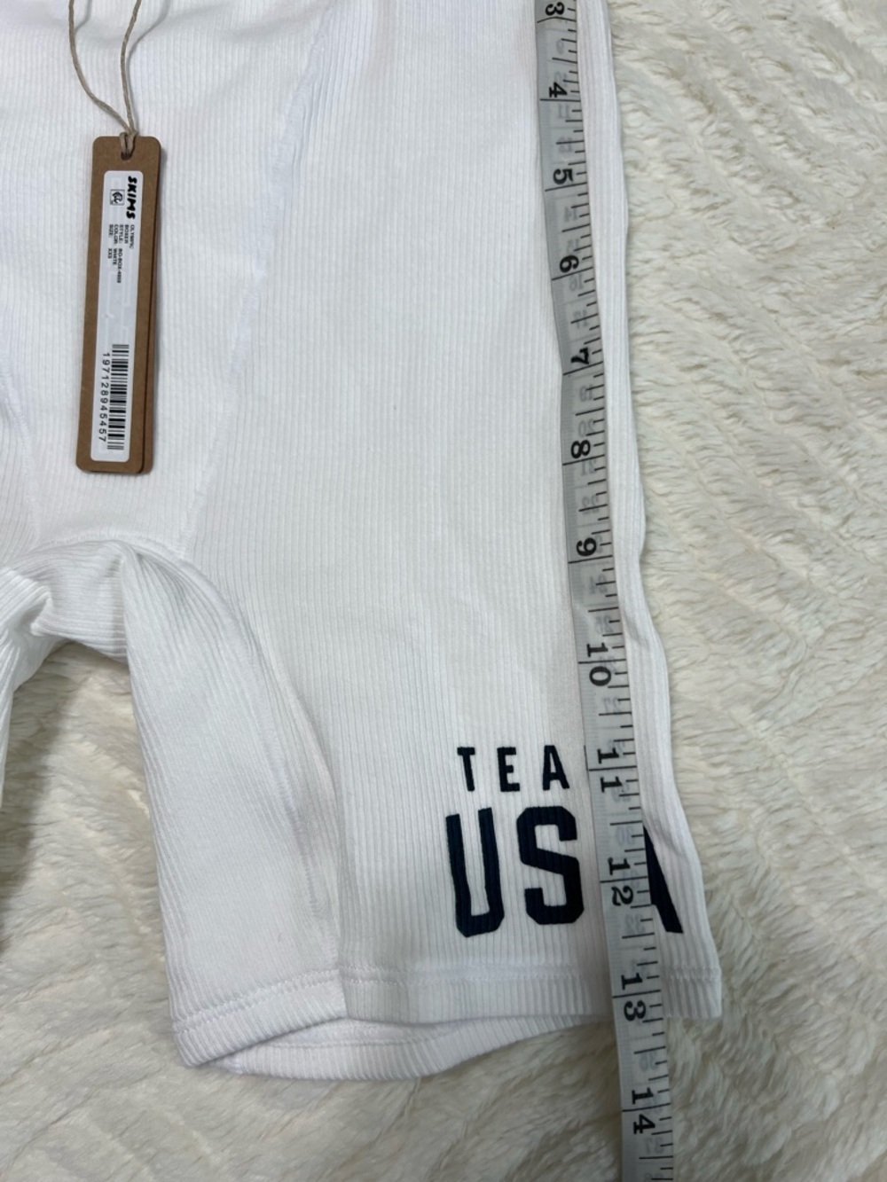 Skims Team USA Olympic Boxer Shorts XXS White Ribbed Cotton NWT - Picture 15 of 16